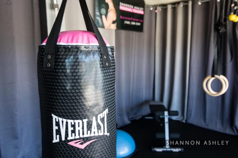 Punching bag for boxing and kickboxing. Shannon Ashley Personal Training, Encinitas.